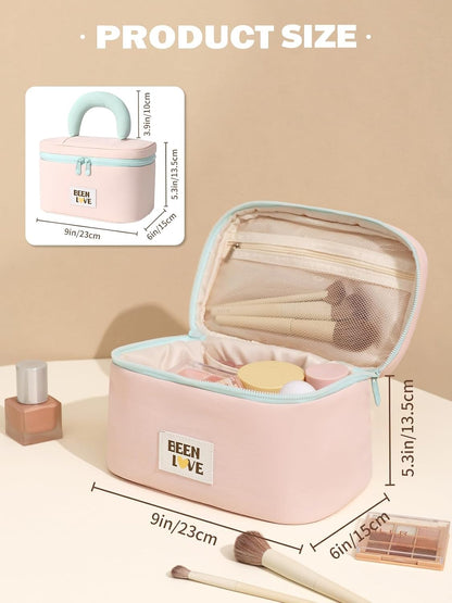 Travel Makeup Bag Large Toiletry Bag Cosmetic Bags for Women Girls Makeup Organizer Bag Pouch with Compartments for Traveling, Pink