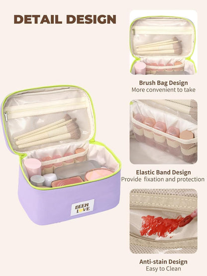 Travel Makeup Bag Large Toiletry Bag Cosmetic Bags for Women Girls Makeup Organizer Bag Pouch with Compartments for Traveling, Pink