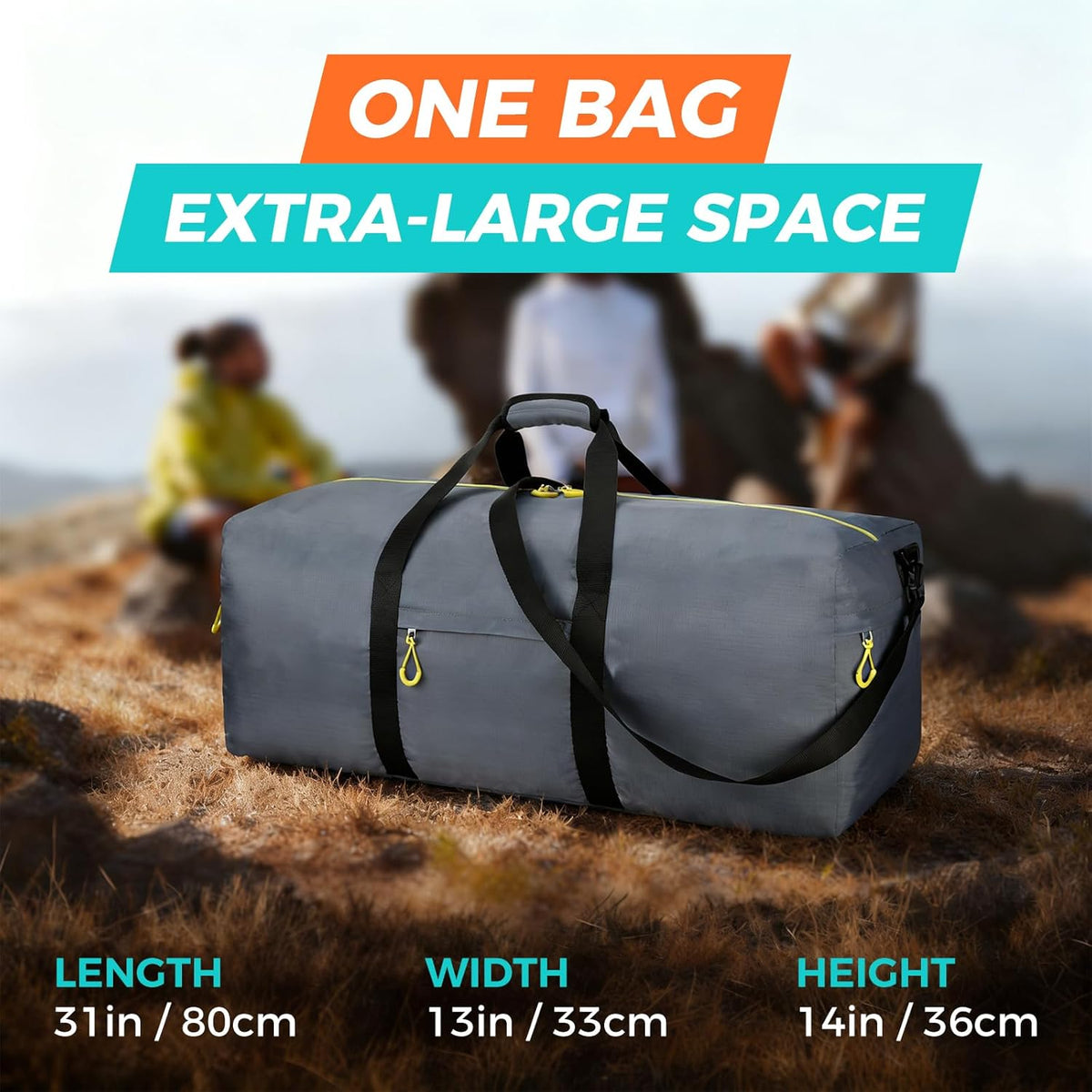 Uarition 100L Extra Large Duffle Bag for Travel, 3 In 1 Travel Bags for Men and Women, Foldable Duffle Backpack for Traveling, Grey