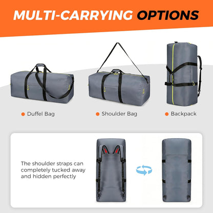 Uarition 100L Extra Large Duffle Bag for Travel, 3 In 1 Travel Bags for Men and Women, Foldable Duffle Backpack for Traveling, Grey