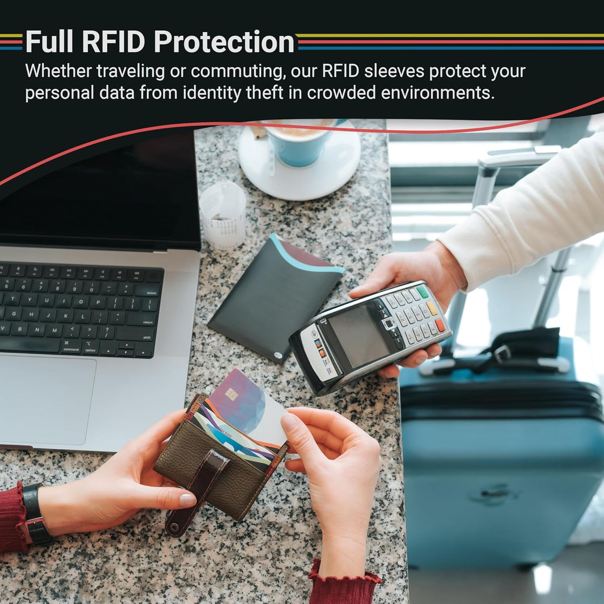 RFID Blocking Sleeves for Credit Cards & Passport (4 Short Side Card & 2 Passport Sleeves) RFID Card Holder and Protector Sleeve for Credit, Passport Identity Theft Protection Travel Wallet Slim