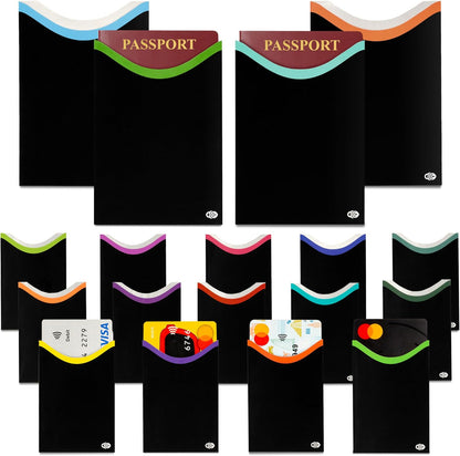 RFID Blocking Sleeves for Credit Cards & Passport (4 Short Side Card & 2 Passport Sleeves) RFID Card Holder and Protector Sleeve for Credit, Passport Identity Theft Protection Travel Wallet Slim