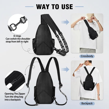Crossbody Backpack Convertible Sling Bag for Women Men with Adjustable Strap Small Casual Daypack for Hiking Traveling (Large, 13-Inch, Blue)