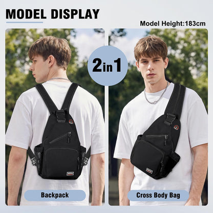 Crossbody Backpack Convertible Sling Bag for Women Men with Adjustable Strap Small Casual Daypack for Hiking Traveling (Large, 13-Inch, Blue)