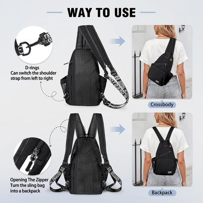 Crossbody Backpack Convertible Sling Bag for Women Men with Adjustable Strap Small Casual Daypack for Hiking Traveling (Large, 13-Inch, Blue)