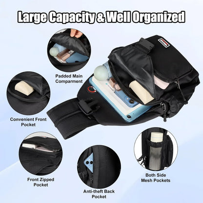 Crossbody Backpack Convertible Sling Bag for Women Men with Adjustable Strap Small Casual Daypack for Hiking Traveling (Large, 13-Inch, Blue)