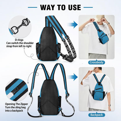 Crossbody Backpack Convertible Sling Bag for Women Men with Adjustable Strap Small Casual Daypack for Hiking Traveling (Large, 13-Inch, Blue)