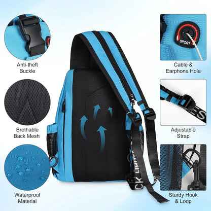 Crossbody Backpack Convertible Sling Bag for Women Men with Adjustable Strap Small Casual Daypack for Hiking Traveling (Large, 13-Inch, Blue)