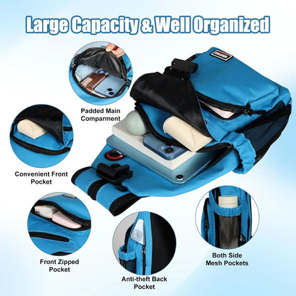 Crossbody Backpack Convertible Sling Bag for Women Men with Adjustable Strap Small Casual Daypack for Hiking Traveling (Large, 13-Inch, Blue)