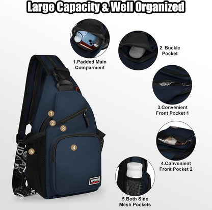 Crossbody Backpack Convertible Sling Bag for Women Men with Adjustable Strap Small Casual Daypack for Hiking Traveling (Large, 13-Inch, Blue)
