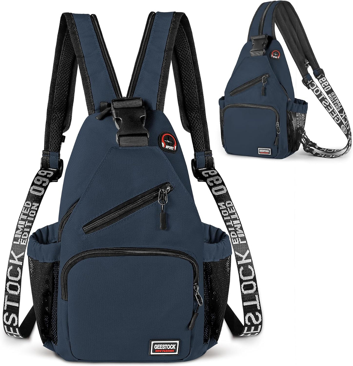 Crossbody Backpack Convertible Sling Bag for Women Men with Adjustable Strap Small Casual Daypack for Hiking Traveling (Large, 13-Inch, Blue)