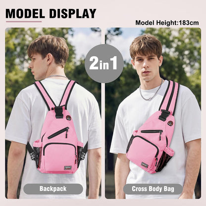 Crossbody Backpack Convertible Sling Bag for Women Men with Adjustable Strap Small Casual Daypack for Hiking Traveling (Large, 13-Inch, Blue)