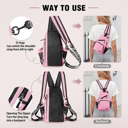 Crossbody Backpack Convertible Sling Bag for Women Men with Adjustable Strap Small Casual Daypack for Hiking Traveling (Large, 13-Inch, Blue)