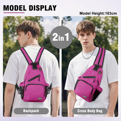 Crossbody Backpack Convertible Sling Bag for Women Men with Adjustable Strap Small Casual Daypack for Hiking Traveling (Large, 13-Inch, Blue)
