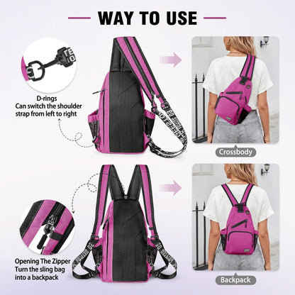 Crossbody Backpack Convertible Sling Bag for Women Men with Adjustable Strap Small Casual Daypack for Hiking Traveling (Large, 13-Inch, Blue)