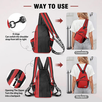 Crossbody Backpack Convertible Sling Bag for Women Men with Adjustable Strap Small Casual Daypack for Hiking Traveling (Large, 13-Inch, Blue)