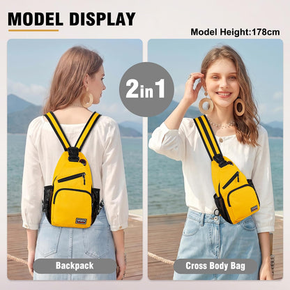 Crossbody Backpack Convertible Sling Bag for Women Men with Adjustable Strap Small Casual Daypack for Hiking Traveling (Large, 13-Inch, Blue)