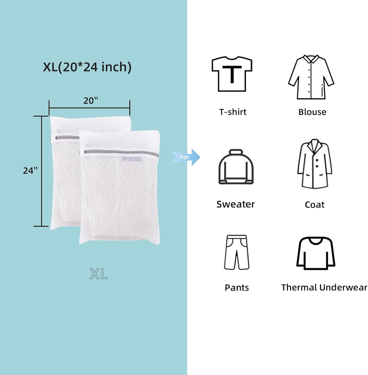 Mesh Laundry Bags for Delicates Durable Protective Wash Bags | Travel Storage Bags for Intimates Lingerie, 7PCS (1XXL, 1XL,1L,1M,1S,2 bra bags)