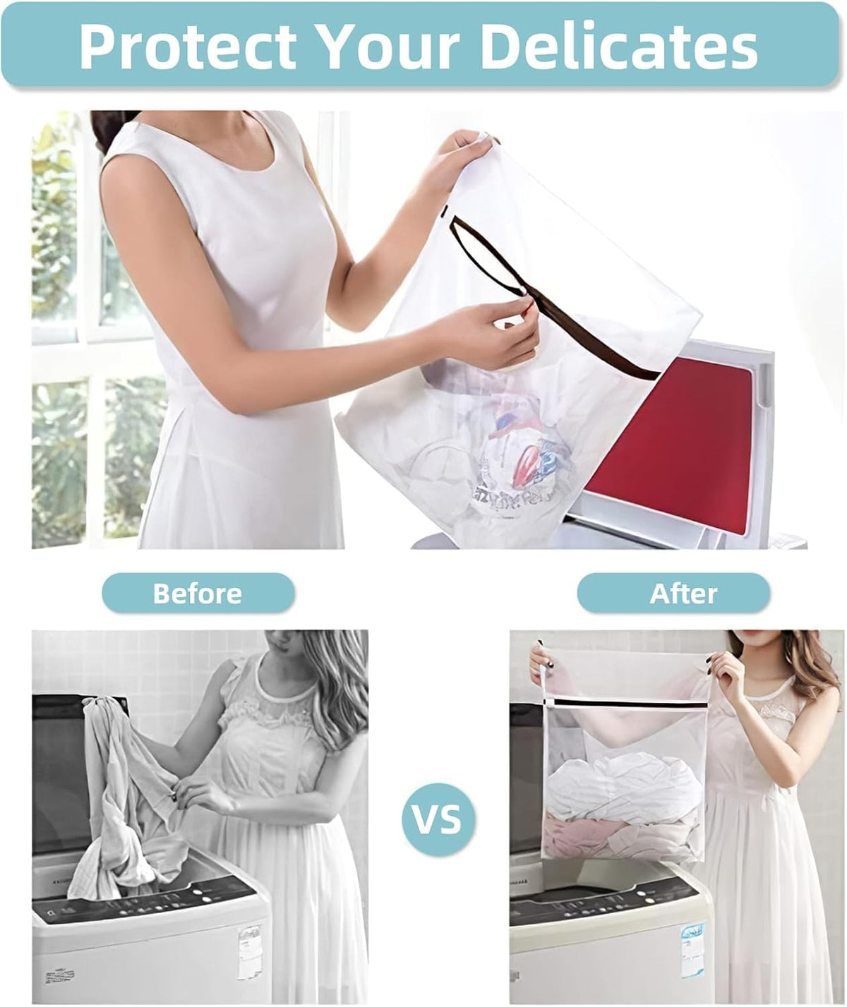 Mesh Laundry Bags for Delicates Durable Protective Wash Bags | Travel Storage Bags for Intimates Lingerie, 7PCS (1XXL, 1XL,1L,1M,1S,2 bra bags)