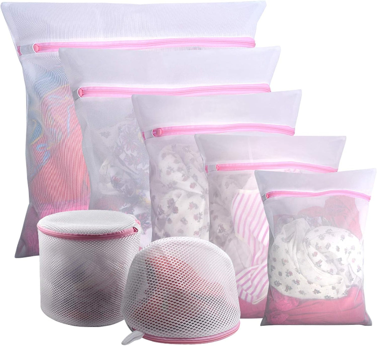 Mesh Laundry Bags for Delicates Durable Protective Wash Bags | Travel Storage Bags for Intimates Lingerie, 7PCS (1XXL, 1XL,1L,1M,1S,2 bra bags)