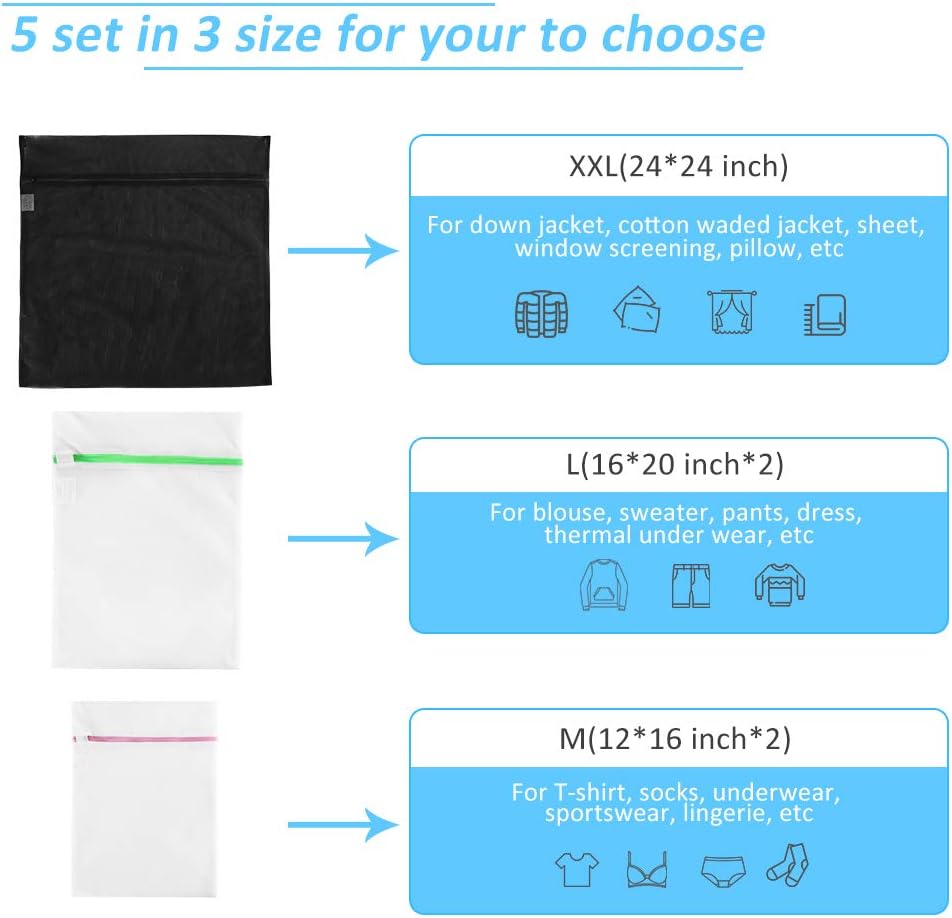 Mesh Laundry Bags for Delicates Durable Protective Wash Bags | Travel Storage Bags for Intimates Lingerie, 7PCS (1XXL, 1XL,1L,1M,1S,2 bra bags)