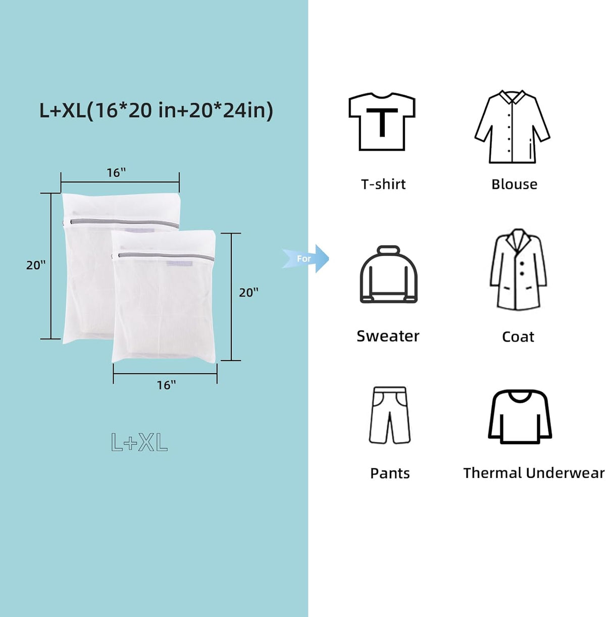 Mesh Laundry Bags for Delicates Durable Protective Wash Bags | Travel Storage Bags for Intimates Lingerie, 7PCS (1XXL, 1XL,1L,1M,1S,2 bra bags)
