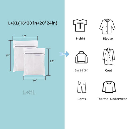 Mesh Laundry Bags for Delicates Durable Protective Wash Bags | Travel Storage Bags for Intimates Lingerie, 7PCS (1XXL, 1XL,1L,1M,1S,2 bra bags)