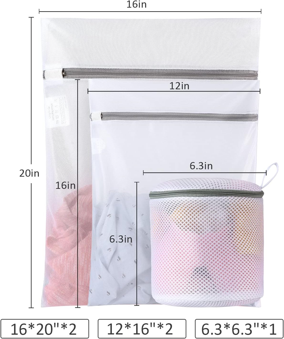 Mesh Laundry Bags for Delicates Durable Protective Wash Bags | Travel Storage Bags for Intimates Lingerie, 7PCS (1XXL, 1XL,1L,1M,1S,2 bra bags)