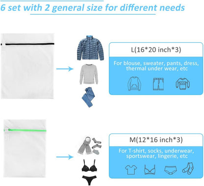 Mesh Laundry Bags for Delicates Durable Protective Wash Bags | Travel Storage Bags for Intimates Lingerie, 7PCS (1XXL, 1XL,1L,1M,1S,2 bra bags)