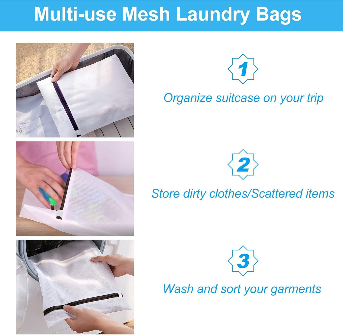 Mesh Laundry Bags for Delicates Durable Protective Wash Bags | Travel Storage Bags for Intimates Lingerie, 7PCS (1XXL, 1XL,1L,1M,1S,2 bra bags)