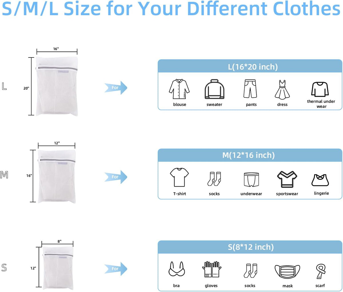 Mesh Laundry Bags for Delicates Durable Protective Wash Bags | Travel Storage Bags for Intimates Lingerie, 7PCS (1XXL, 1XL,1L,1M,1S,2 bra bags)