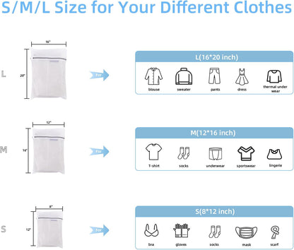 Mesh Laundry Bags for Delicates Durable Protective Wash Bags | Travel Storage Bags for Intimates Lingerie, 7PCS (1XXL, 1XL,1L,1M,1S,2 bra bags)