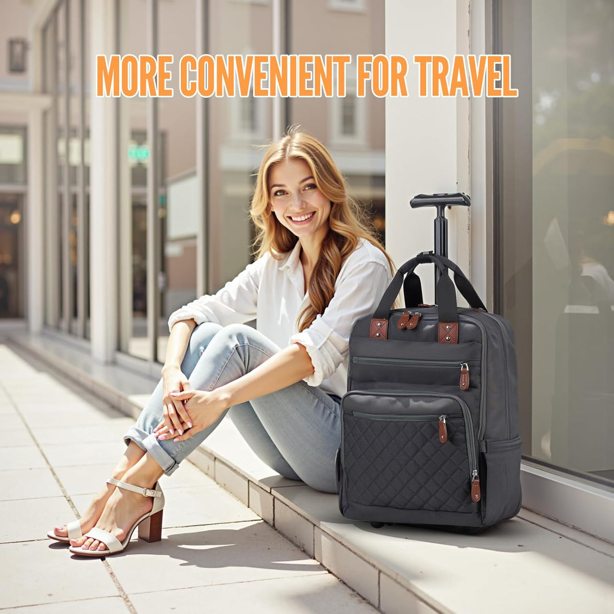 Rolling Backpack, Carry On Luggage Travel Backpack with Wheels, Flight Approved Anti Theft Rolling Bookbag Fits 15.7" Laptop, Rolling Backpack Bag with USB Port for Men Women, Grey