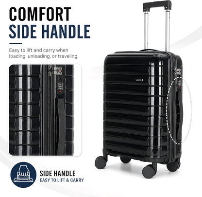 20 In Carry On Luggage with TSA Lock, 22x14x9 Airline Approved Hardside Suitcase, Lightweight PP Travel Luggage with 360° Silent Spinner Wheels, Anti-Burst Zipper for Business (Rose Chevron)
