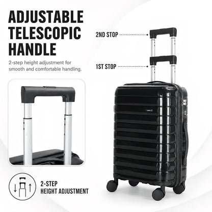 20 In Carry On Luggage with TSA Lock, 22x14x9 Airline Approved Hardside Suitcase, Lightweight PP Travel Luggage with 360° Silent Spinner Wheels, Anti-Burst Zipper for Business (Rose Chevron)
