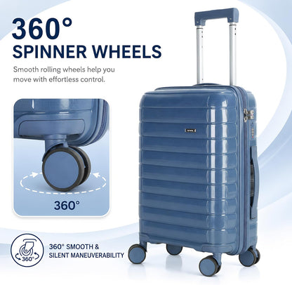 20 In Carry On Luggage with TSA Lock, 22x14x9 Airline Approved Hardside Suitcase, Lightweight PP Travel Luggage with 360° Silent Spinner Wheels, Anti-Burst Zipper for Business (Rose Chevron)