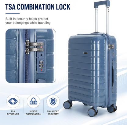 20 In Carry On Luggage with TSA Lock, 22x14x9 Airline Approved Hardside Suitcase, Lightweight PP Travel Luggage with 360° Silent Spinner Wheels, Anti-Burst Zipper for Business (Rose Chevron)