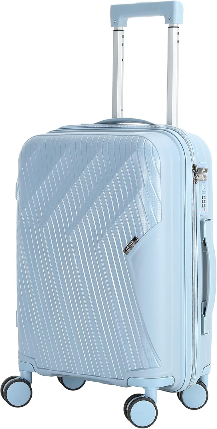 20 In Carry On Luggage with TSA Lock, 22x14x9 Airline Approved Hardside Suitcase, Lightweight PP Travel Luggage with 360° Silent Spinner Wheels, Anti-Burst Zipper for Business (Rose Chevron)
