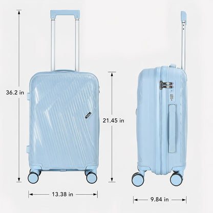 20 In Carry On Luggage with TSA Lock, 22x14x9 Airline Approved Hardside Suitcase, Lightweight PP Travel Luggage with 360° Silent Spinner Wheels, Anti-Burst Zipper for Business (Rose Chevron)