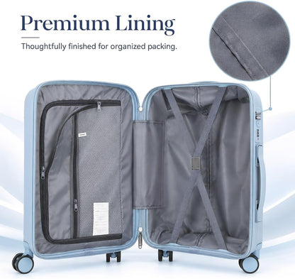20 In Carry On Luggage with TSA Lock, 22x14x9 Airline Approved Hardside Suitcase, Lightweight PP Travel Luggage with 360° Silent Spinner Wheels, Anti-Burst Zipper for Business (Rose Chevron)