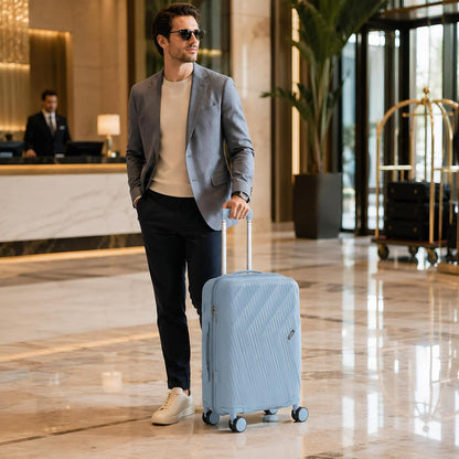 20 In Carry On Luggage with TSA Lock, 22x14x9 Airline Approved Hardside Suitcase, Lightweight PP Travel Luggage with 360° Silent Spinner Wheels, Anti-Burst Zipper for Business (Rose Chevron)