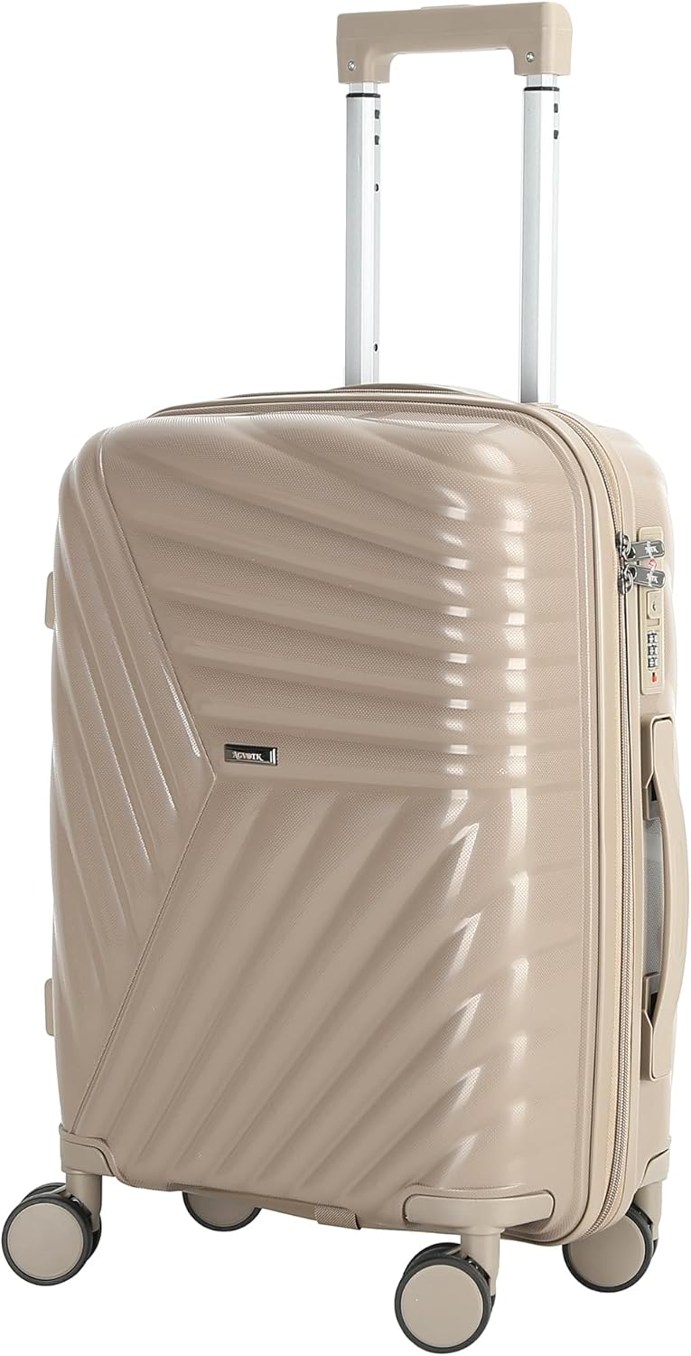 20 In Carry On Luggage with TSA Lock, 22x14x9 Airline Approved Hardside Suitcase, Lightweight PP Travel Luggage with 360° Silent Spinner Wheels, Anti-Burst Zipper for Business (Rose Chevron)