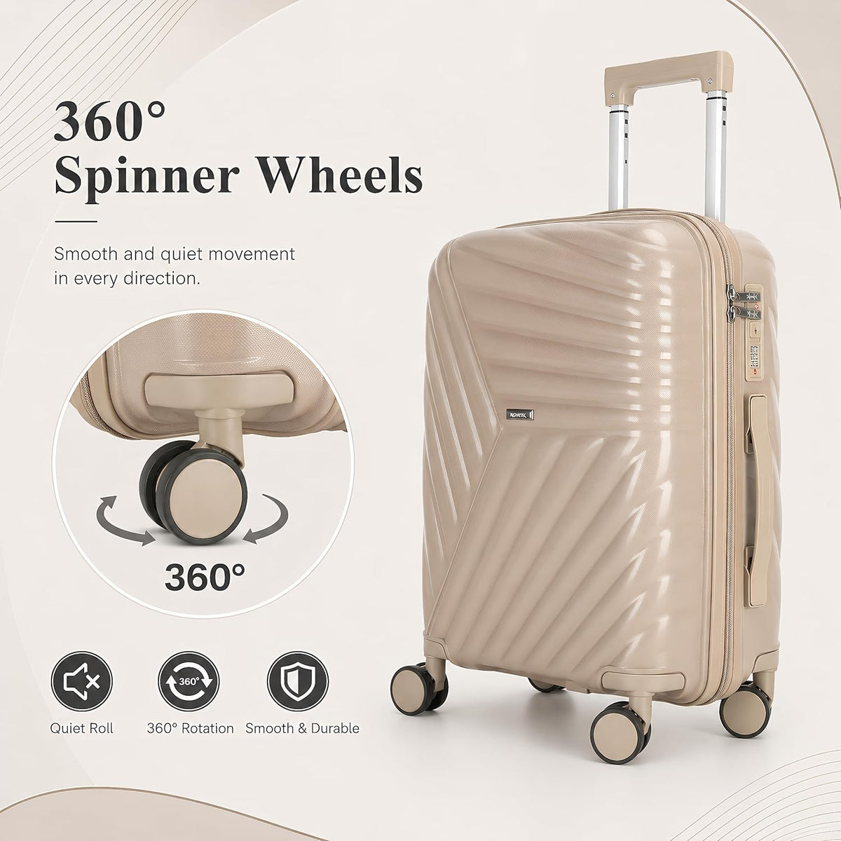 20 In Carry On Luggage with TSA Lock, 22x14x9 Airline Approved Hardside Suitcase, Lightweight PP Travel Luggage with 360° Silent Spinner Wheels, Anti-Burst Zipper for Business (Rose Chevron)