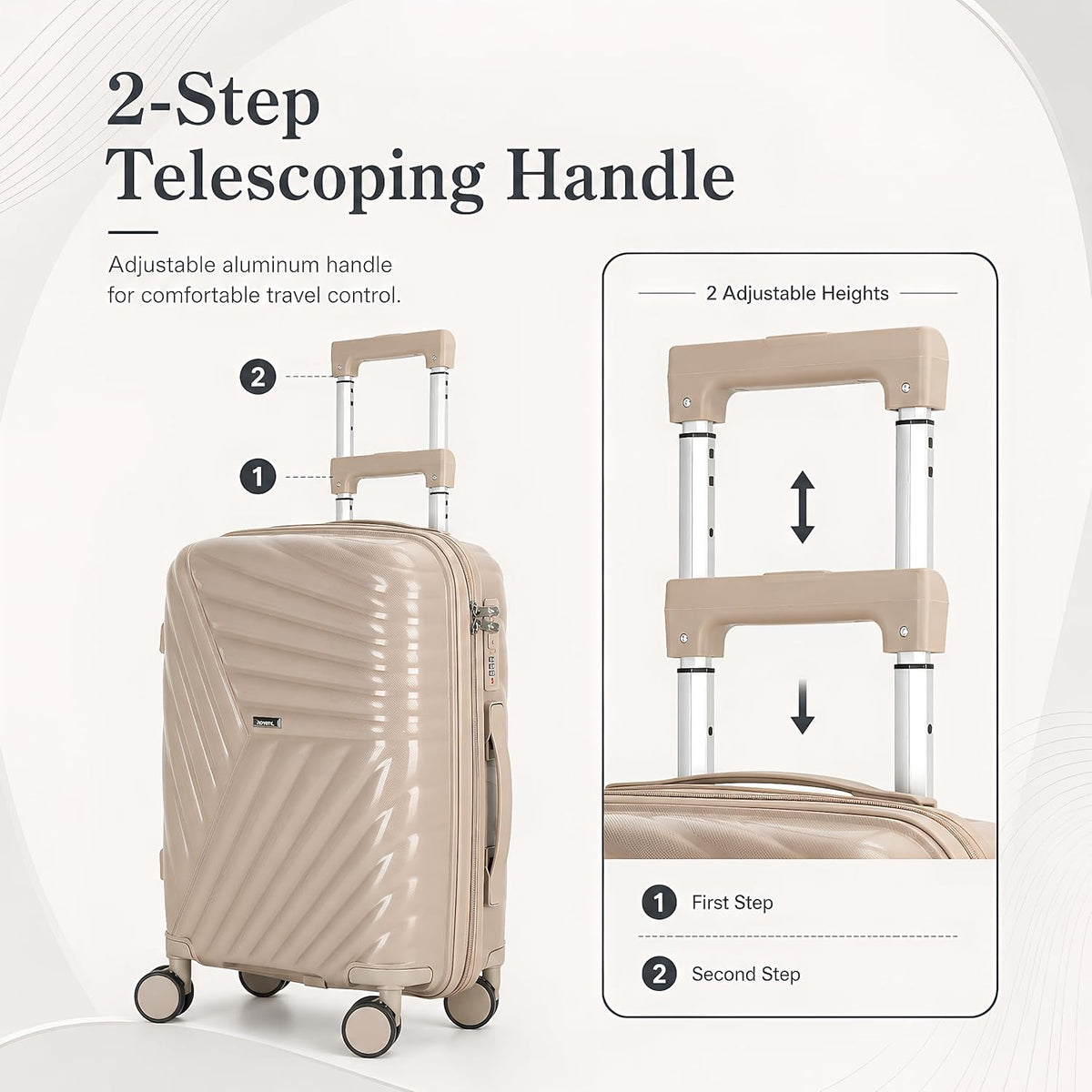 20 In Carry On Luggage with TSA Lock, 22x14x9 Airline Approved Hardside Suitcase, Lightweight PP Travel Luggage with 360° Silent Spinner Wheels, Anti-Burst Zipper for Business (Rose Chevron)