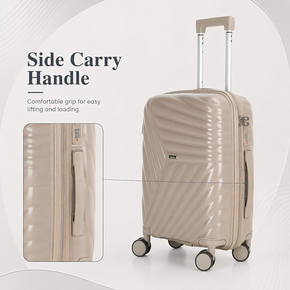 20 In Carry On Luggage with TSA Lock, 22x14x9 Airline Approved Hardside Suitcase, Lightweight PP Travel Luggage with 360° Silent Spinner Wheels, Anti-Burst Zipper for Business (Rose Chevron)