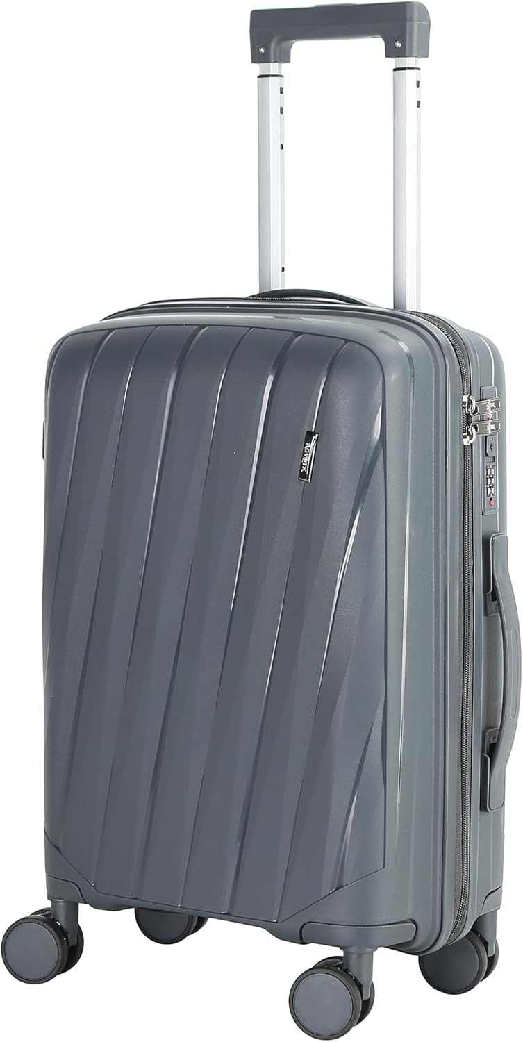 20 In Carry On Luggage with TSA Lock, 22x14x9 Airline Approved Hardside Suitcase, Lightweight PP Travel Luggage with 360° Silent Spinner Wheels, Anti-Burst Zipper for Business (Rose Chevron)