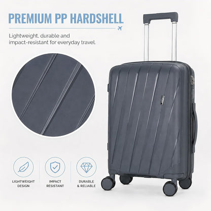 20 In Carry On Luggage with TSA Lock, 22x14x9 Airline Approved Hardside Suitcase, Lightweight PP Travel Luggage with 360° Silent Spinner Wheels, Anti-Burst Zipper for Business (Rose Chevron)
