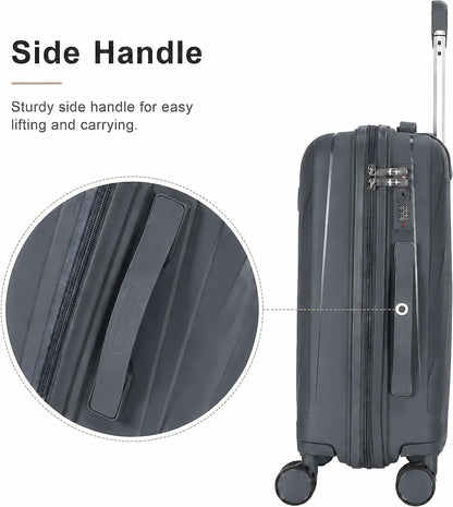 20 In Carry On Luggage with TSA Lock, 22x14x9 Airline Approved Hardside Suitcase, Lightweight PP Travel Luggage with 360° Silent Spinner Wheels, Anti-Burst Zipper for Business (Rose Chevron)