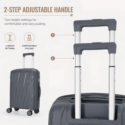 20 In Carry On Luggage with TSA Lock, 22x14x9 Airline Approved Hardside Suitcase, Lightweight PP Travel Luggage with 360° Silent Spinner Wheels, Anti-Burst Zipper for Business (Rose Chevron)