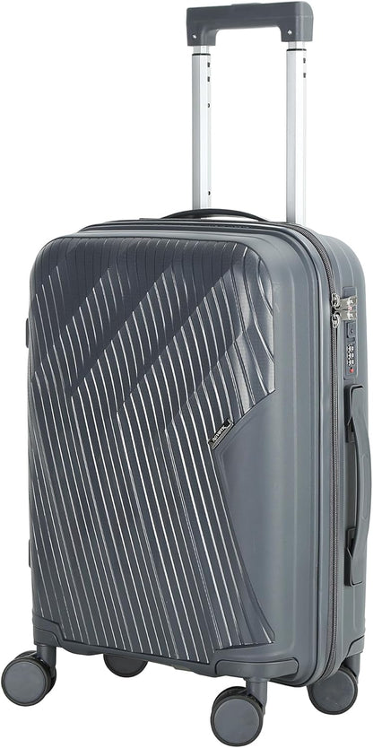 20 In Carry On Luggage with TSA Lock, 22x14x9 Airline Approved Hardside Suitcase, Lightweight PP Travel Luggage with 360° Silent Spinner Wheels, Anti-Burst Zipper for Business (Rose Chevron)